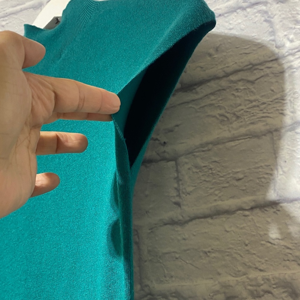 Ann Taylor Teal Mock Neck Blouse - Picture 2 of 8